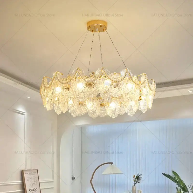 Gold Glass Lace Chandelier