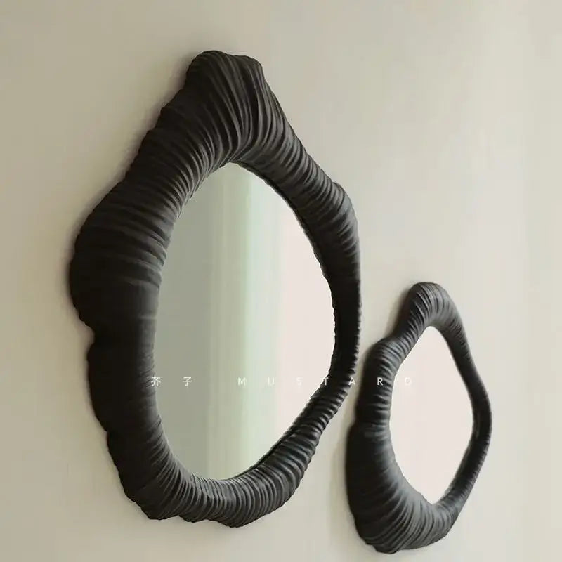 Black Ruched Oval Mirror