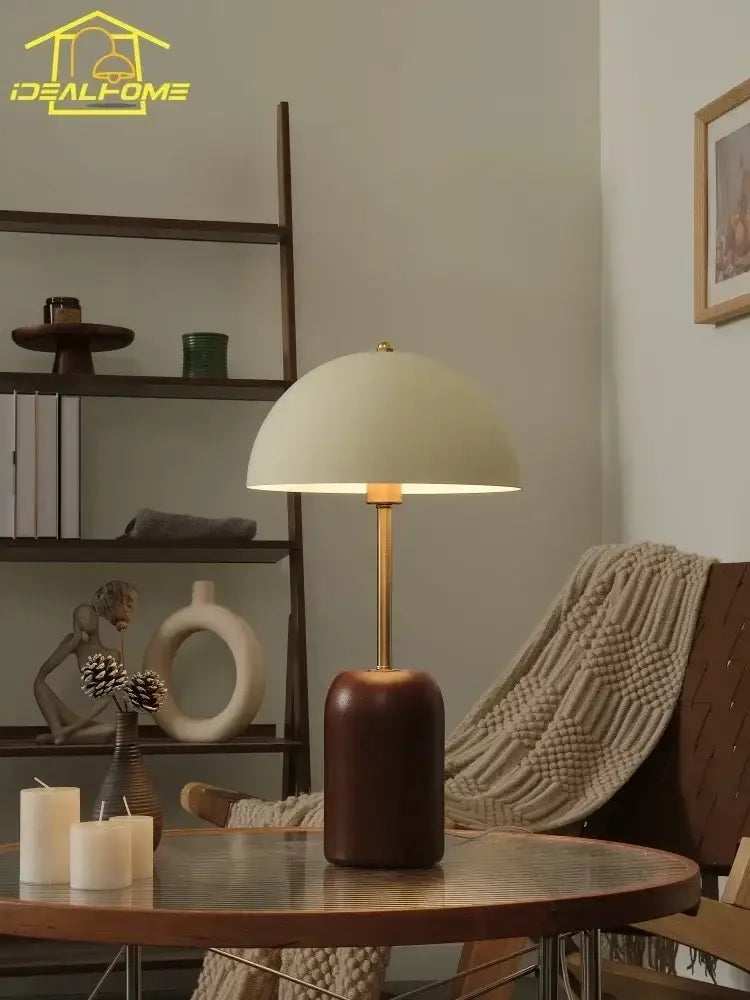 Wood Cream Table Lamp