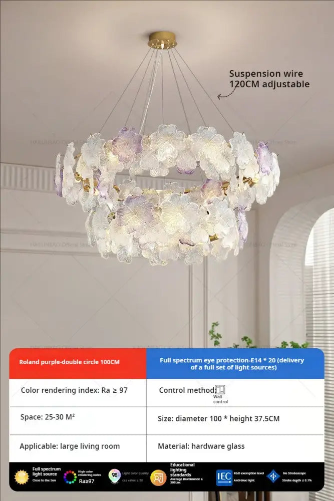 White Crystal Sakura Petal Chandelier