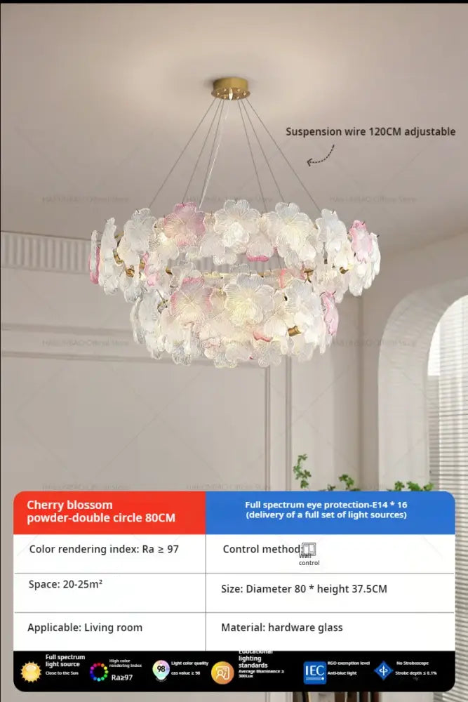 White Crystal Sakura Petal Chandelier