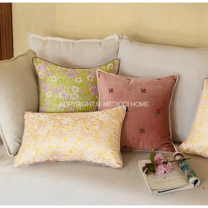Green Camellia Throw Pillow