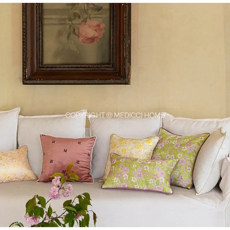 Green Camellia Throw Pillow