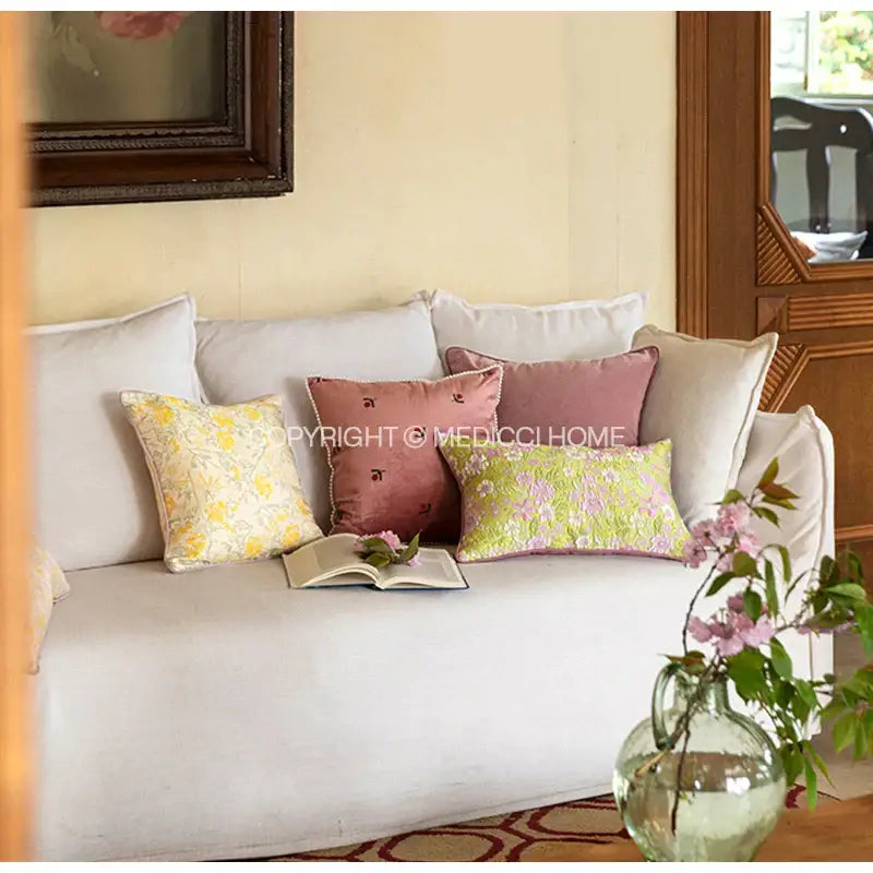 Green Camellia Throw Pillow