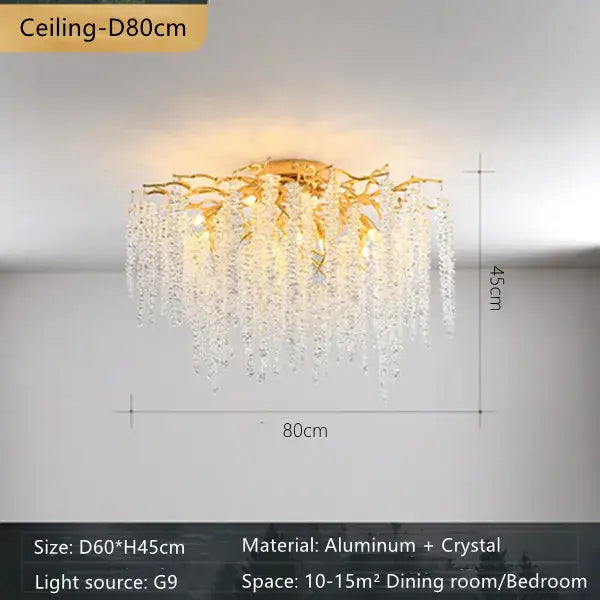 Gold Crystal Branch Light with French Romantic Style