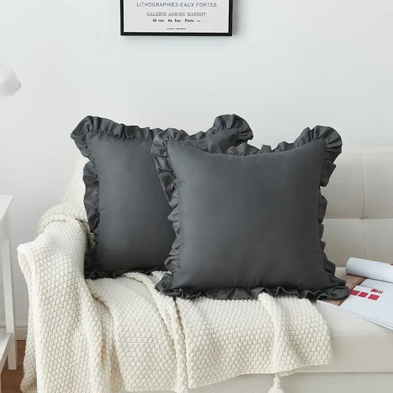 White Cotton Ruffle Pillowcase