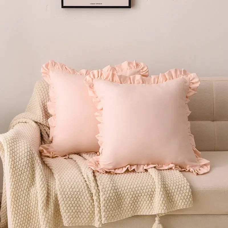 White Cotton Ruffle Pillowcase
