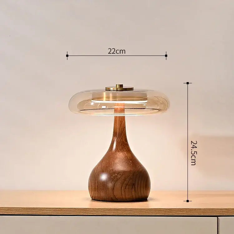 Walnut Glass Dome Lamp