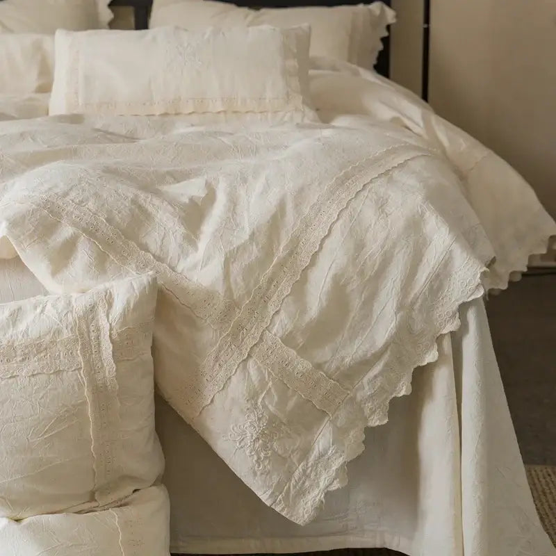 Cream Cotton Linen Bedding