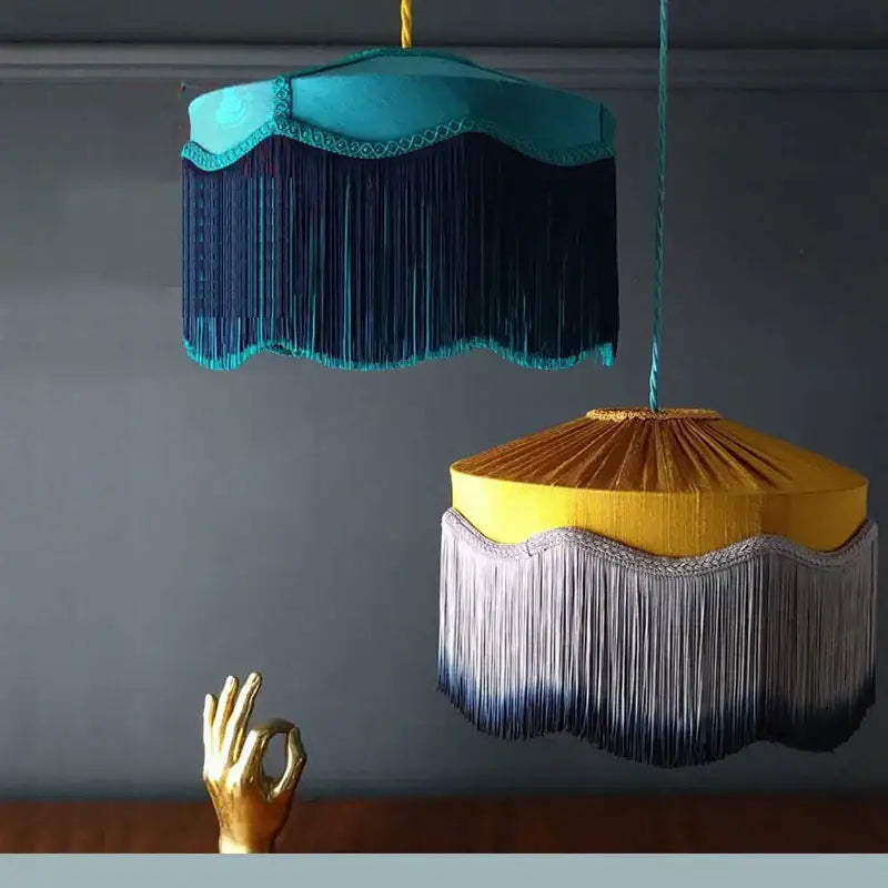 Teal Mustard Tassel Light