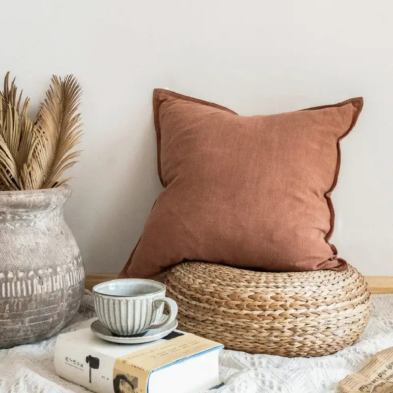 Ivory Grey Linen Pillow Cover