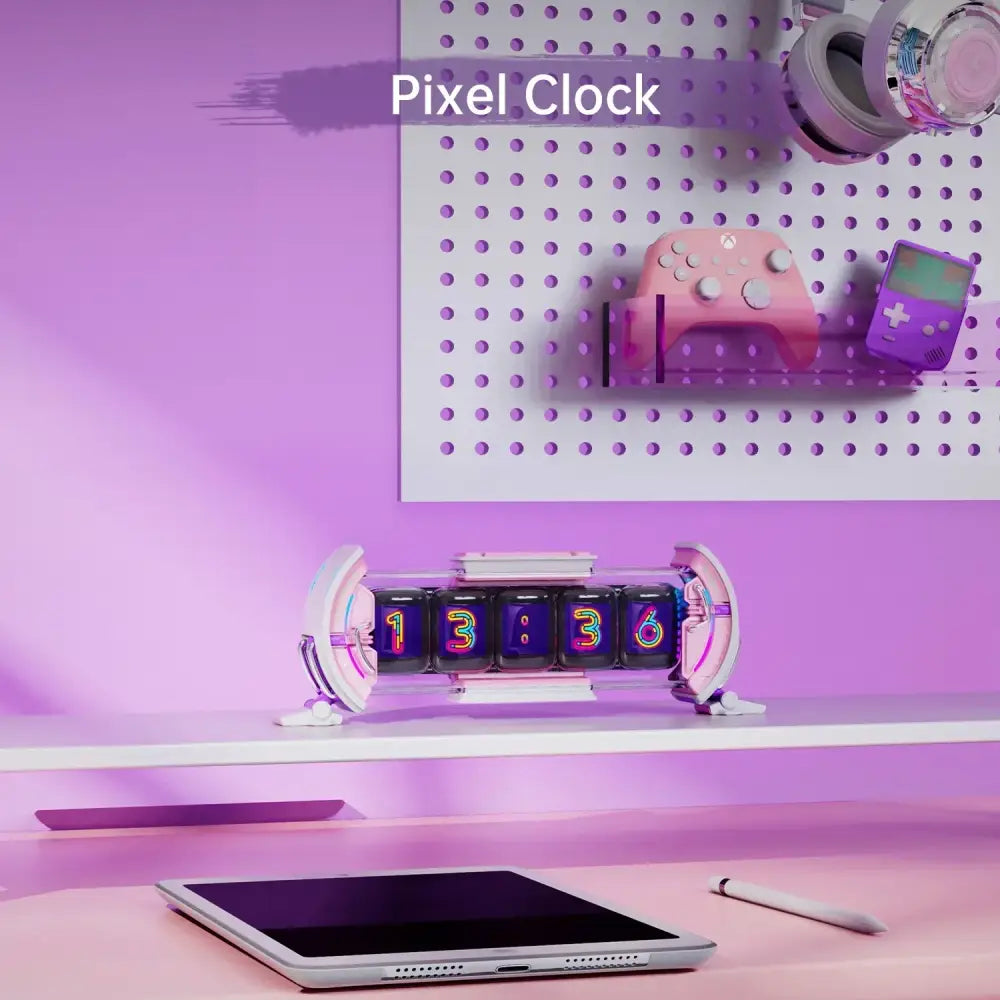 Pink White Gaming Clock