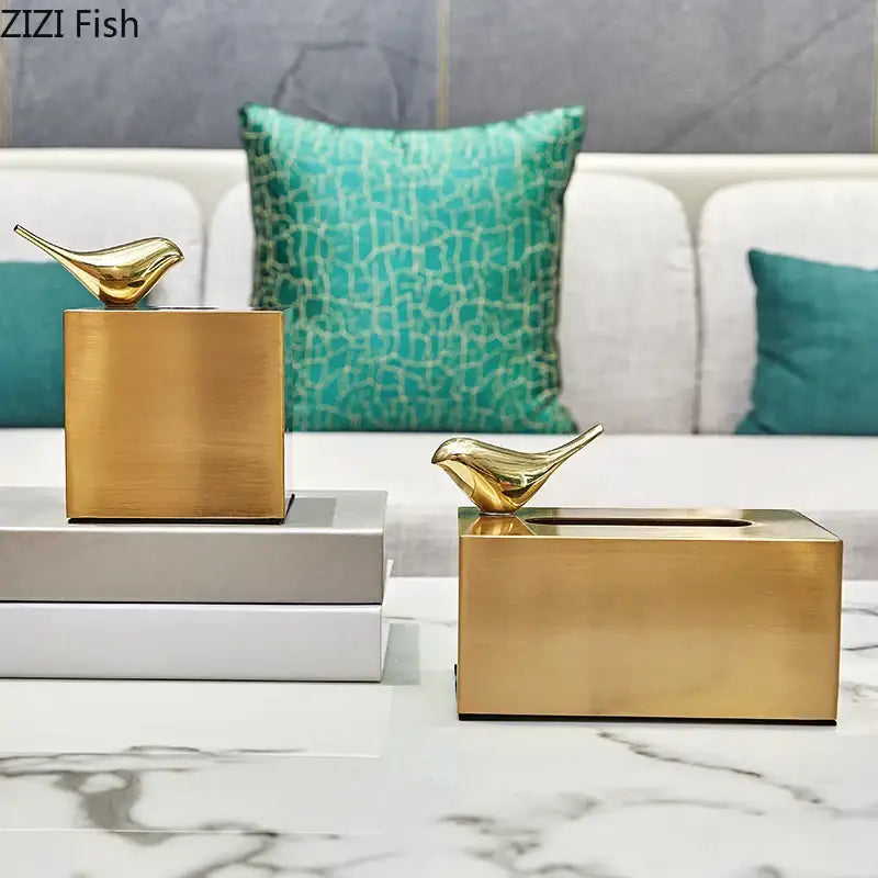 Brass Geometric Tissue Box