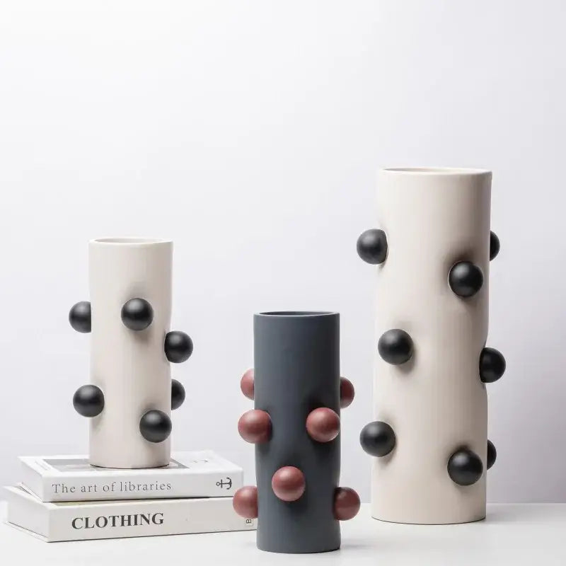 Gray Ceramic Ball Vase