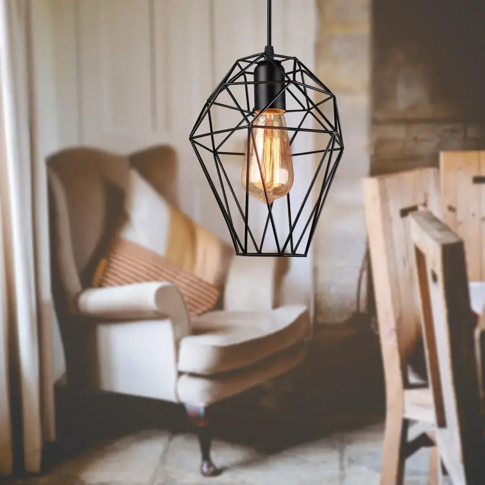 Black Birdcage Pendant Light Diamond Shape