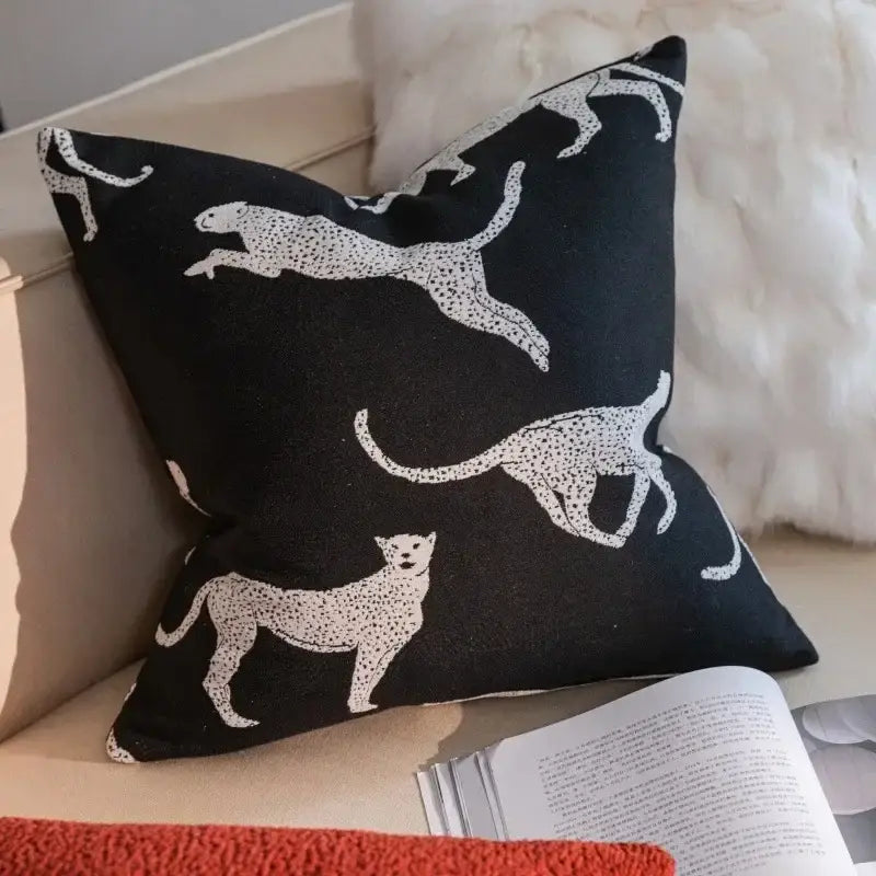 Black Cream Jacquard Pillow