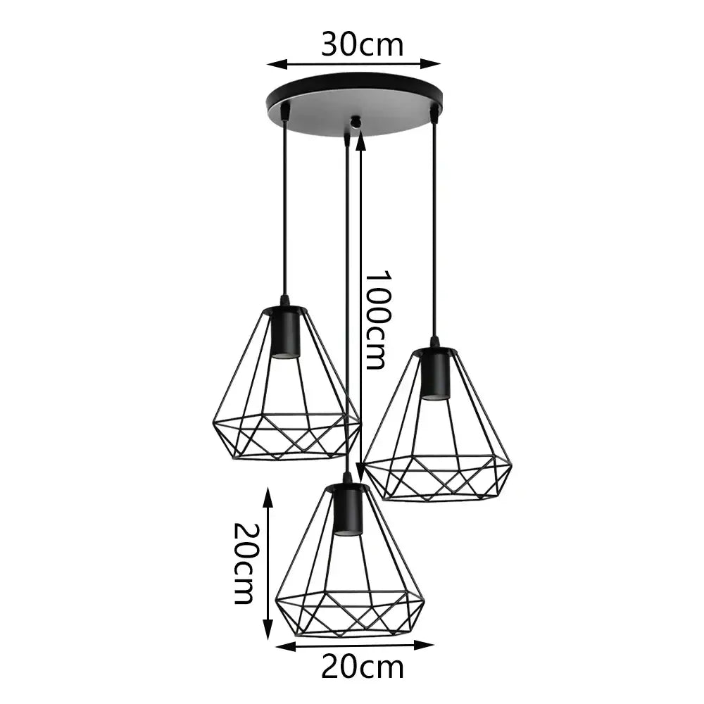 Black Iron 3-Light Chandelier