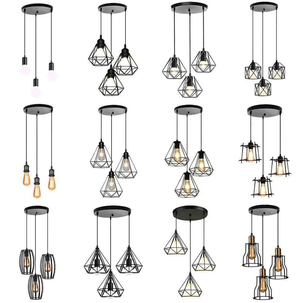 Black Iron 3-Light Chandelier