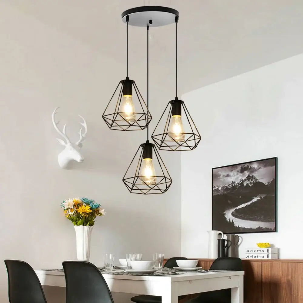 Black Iron 3-Light Chandelier