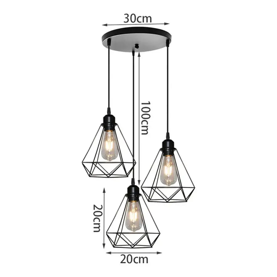 Black Iron 3-Light Chandelier