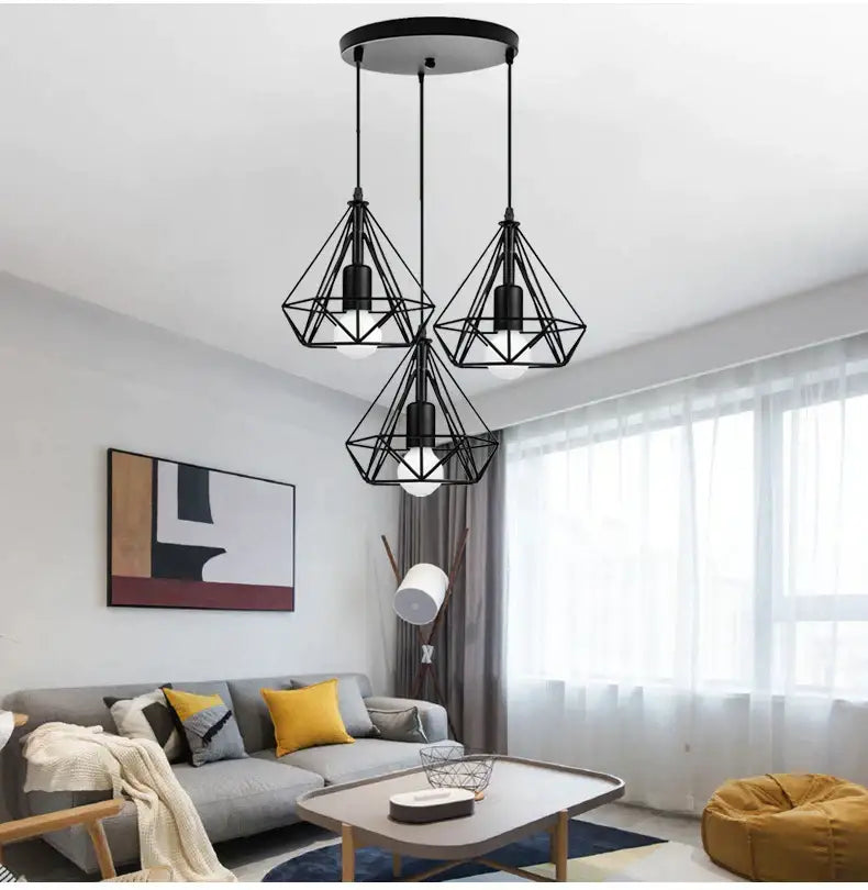 Black Iron 3-Light Chandelier