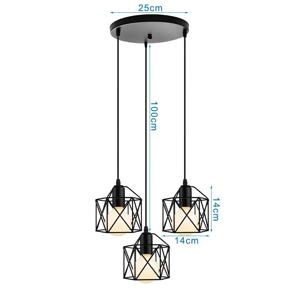 Black Iron 3-Light Chandelier
