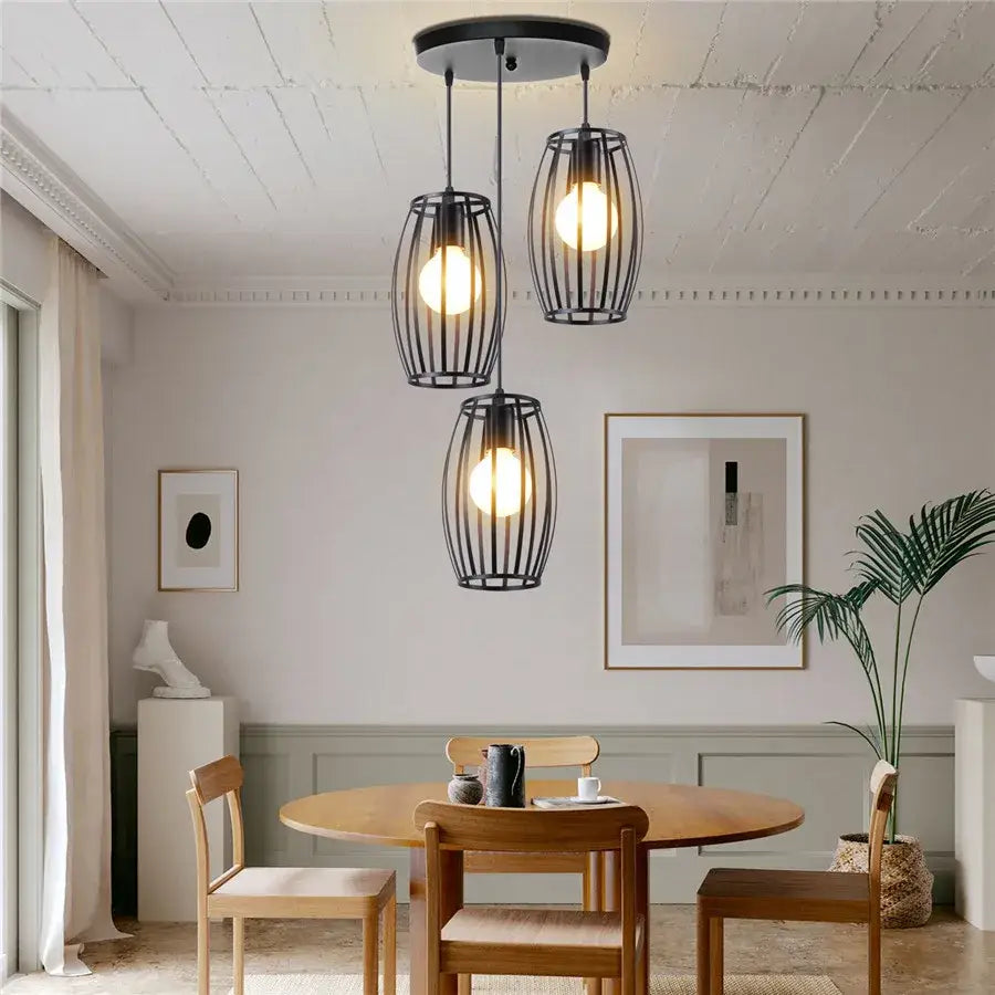 Black Iron 3-Light Chandelier