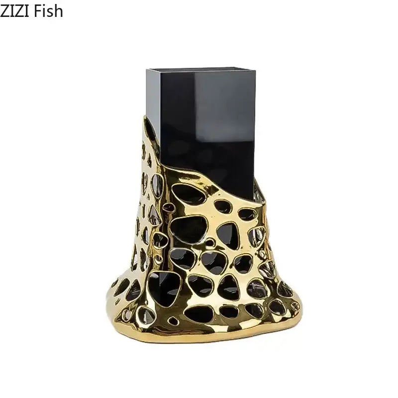 Gold Plated Hollow Vase
