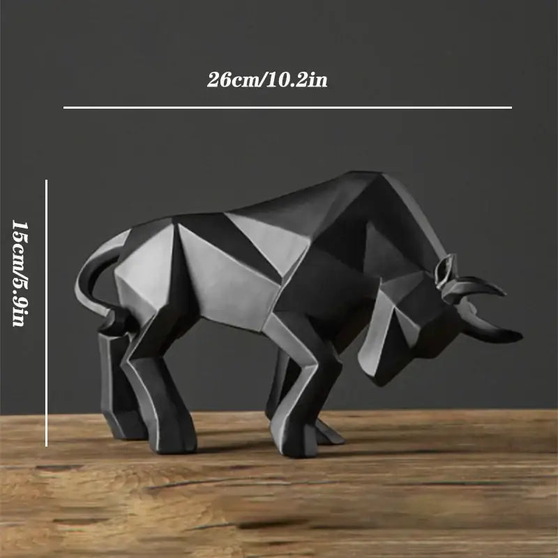 Black White Bull Bison Sculpture in Resin