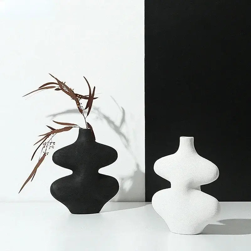 Black White Vase Set