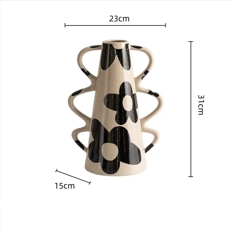 White Black Pattern Vase
