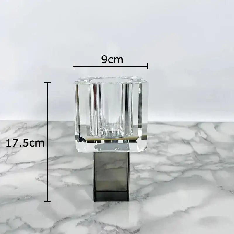 Crystal Glass Vase with Flowers