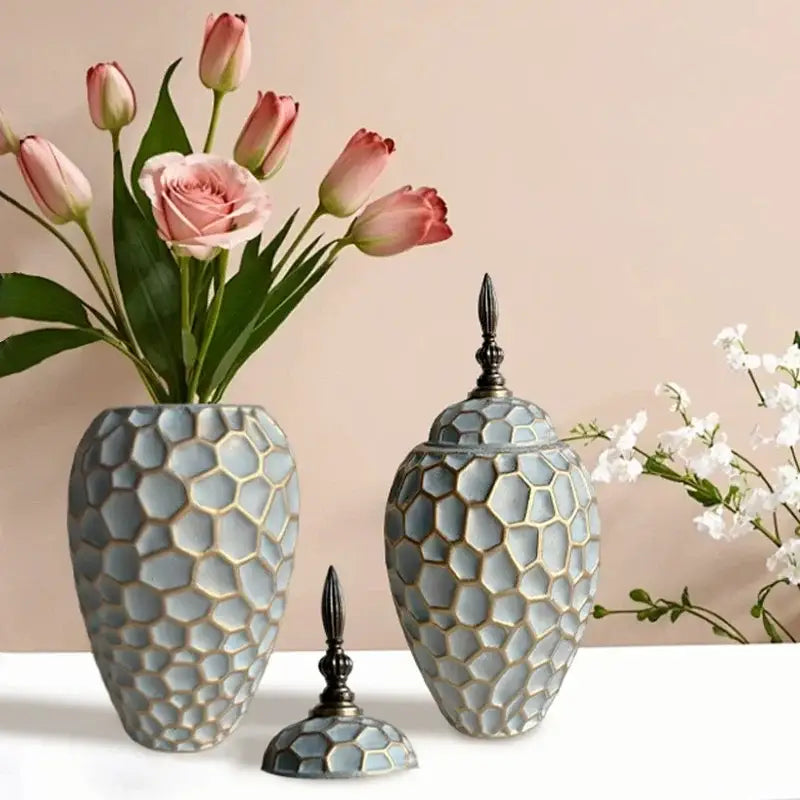 Gray Diamond Ceramic Vase