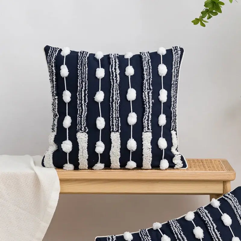 White Geometric Cushion Cover