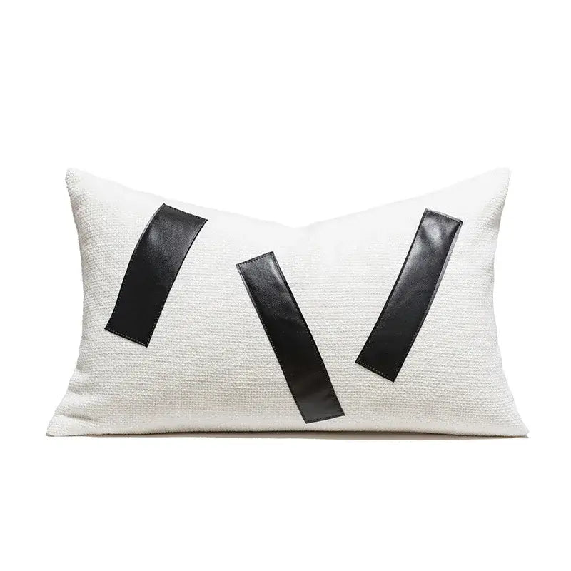 White Geometric Cushion Cover