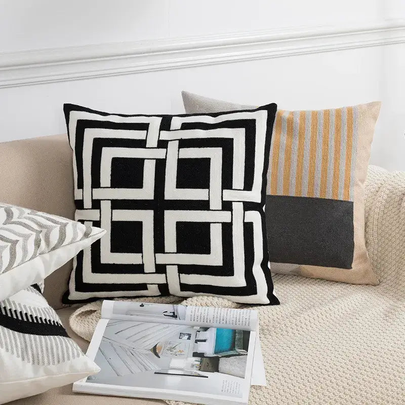 Black Grey Cushion Cover