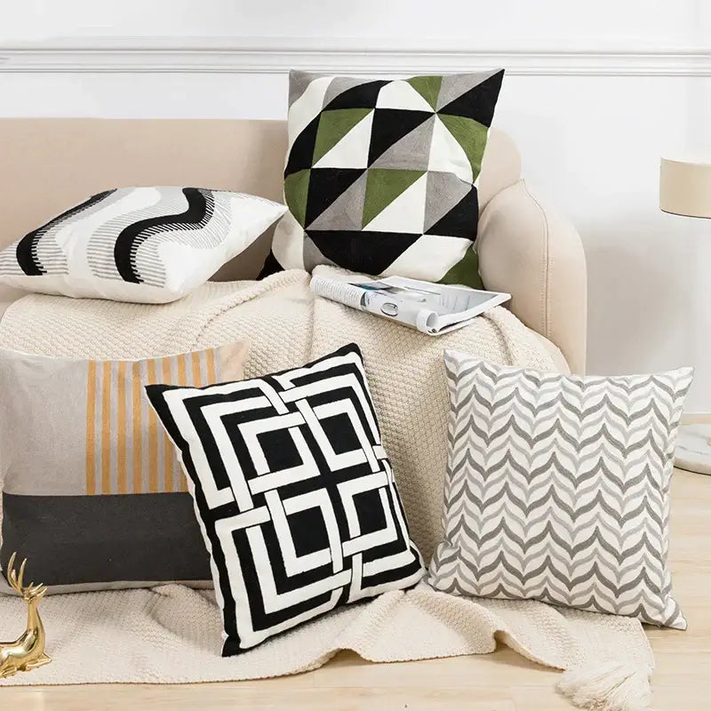 Black Grey Cushion Cover