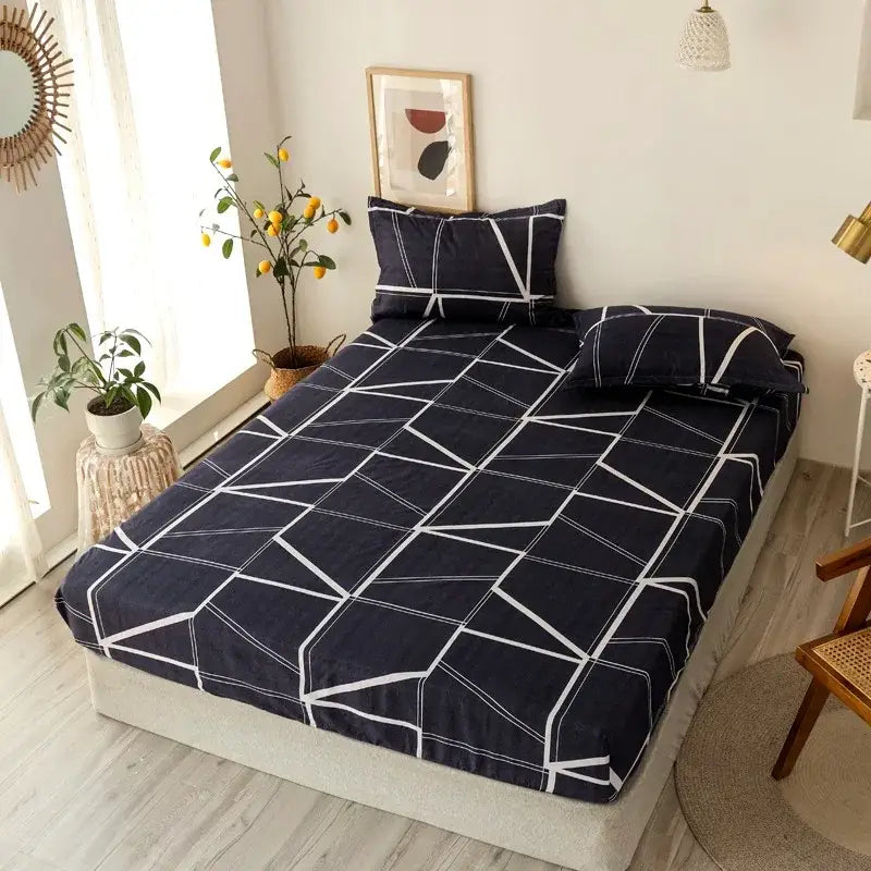 White Gold Geometric Sheet Set