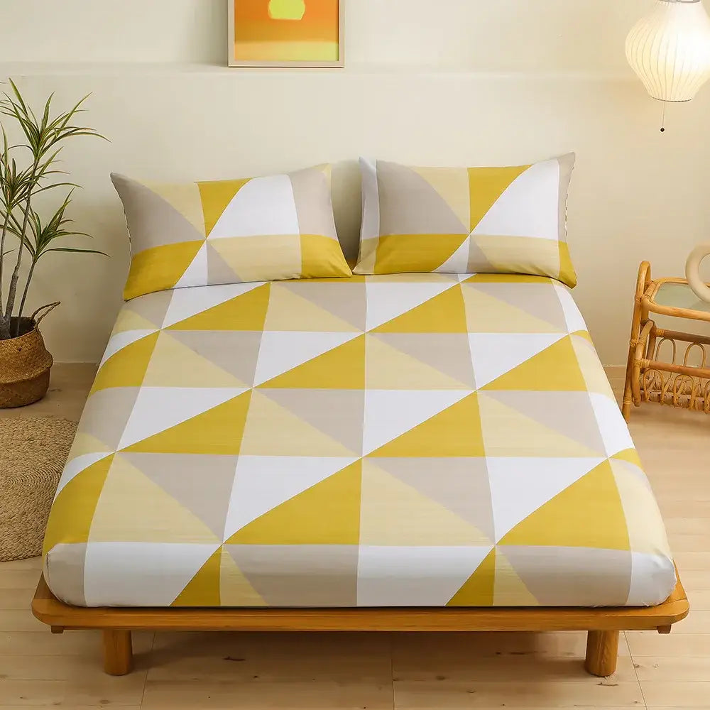 White Gold Geometric Sheet Set