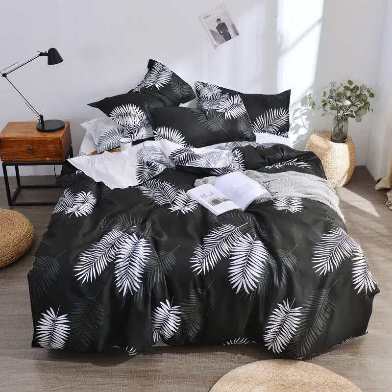 Black White Floral Duvet Set