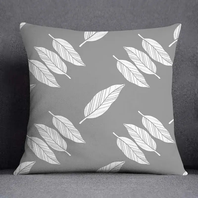 Gray White Floral Pillowcase