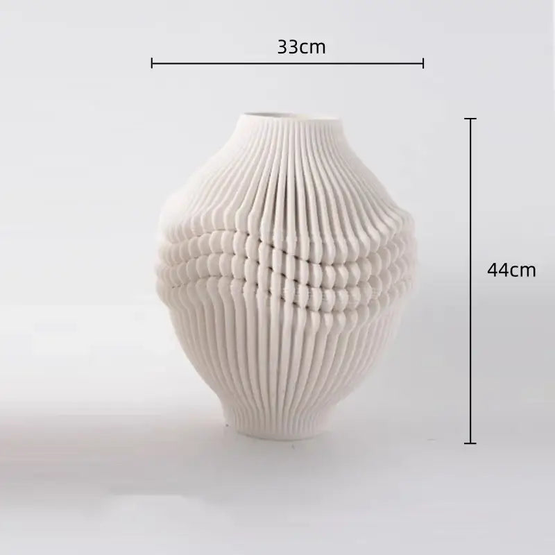 Cream Black Ceramic Geometric Vase
