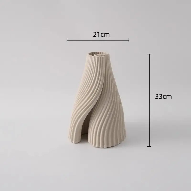 Cream Black Ceramic Geometric Vase