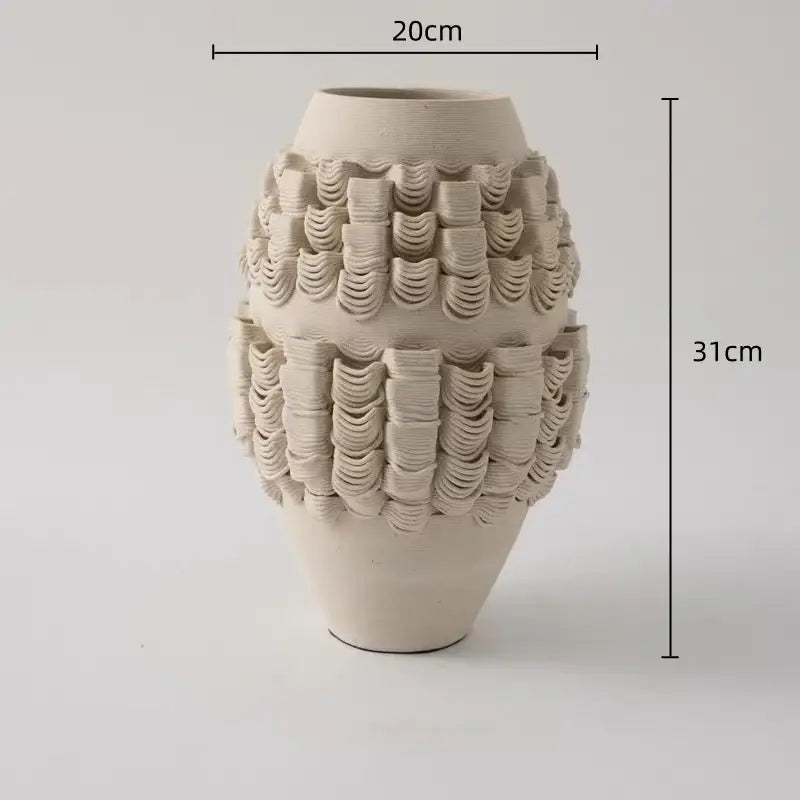 Cream Black Ceramic Geometric Vase