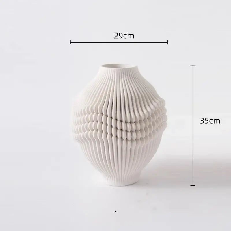 Cream Black Ceramic Geometric Vase