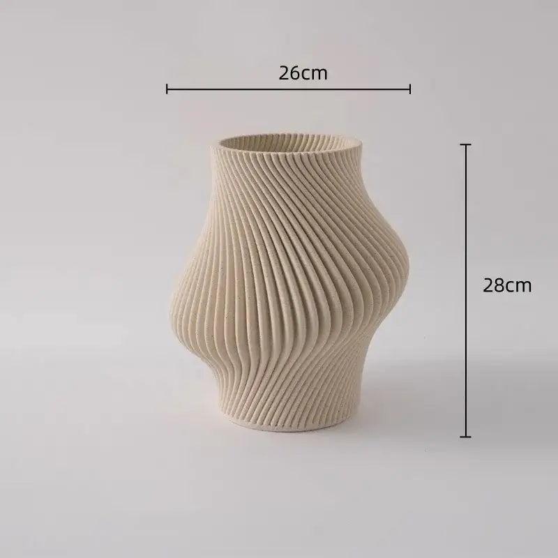 Cream Black Ceramic Geometric Vase