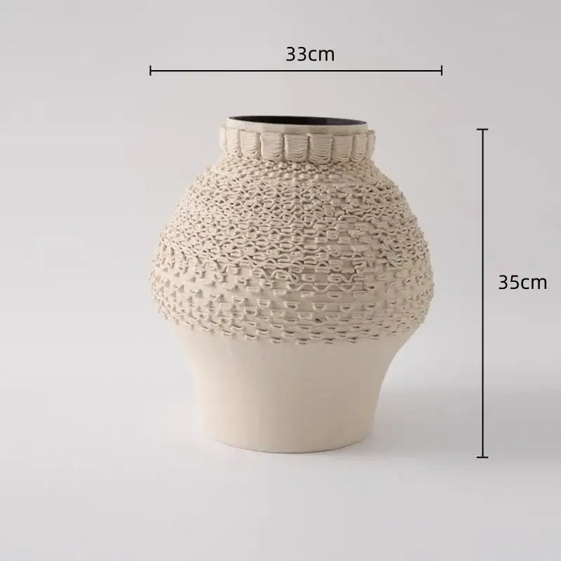 Cream Black Ceramic Geometric Vase