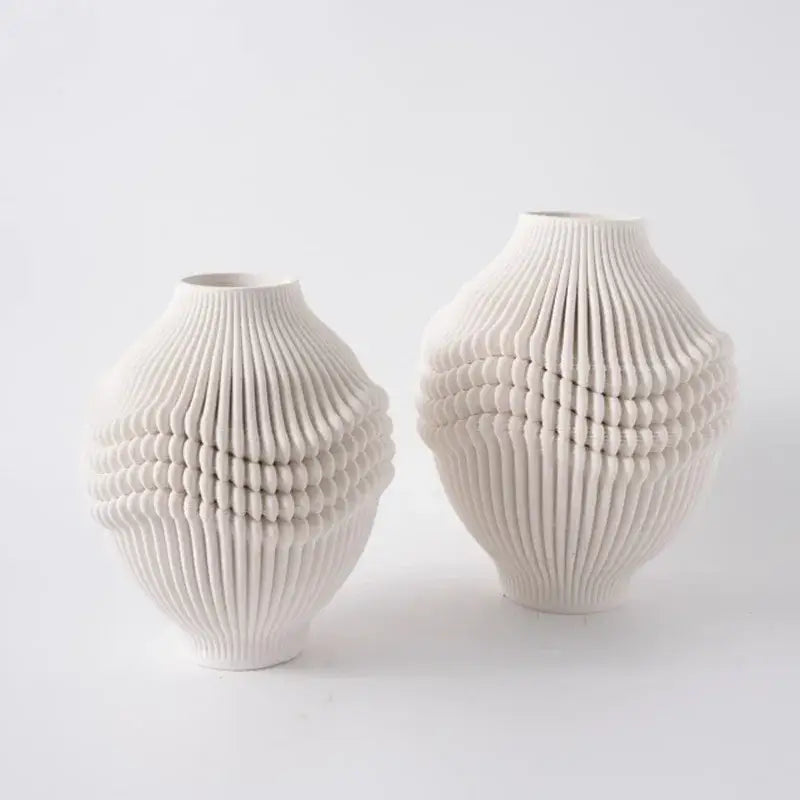 Cream Black Ceramic Geometric Vase