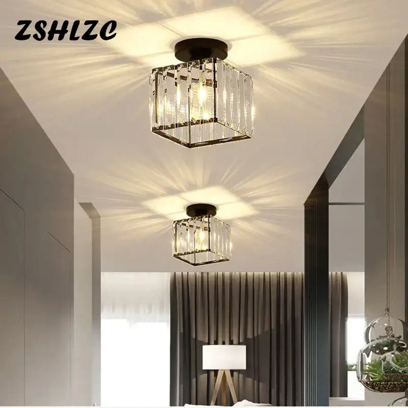 Gold Crystal LED Geometric Dining Area Chandelier