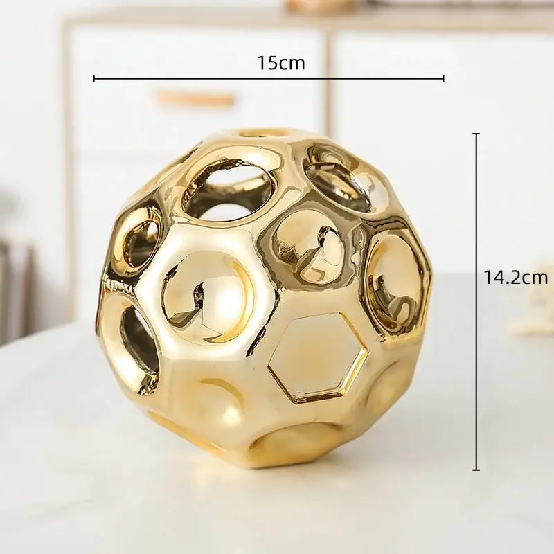 Golden Ceramic Sphere Decor